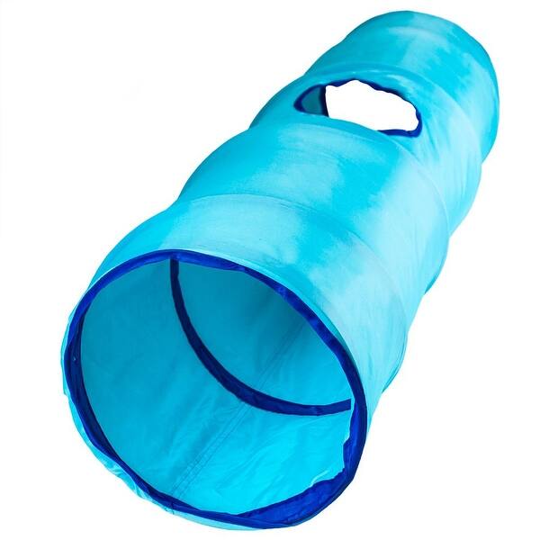 36" Blue Krinkle Cat Tunnel with Peek Hole and Storage Bag Bed Bath